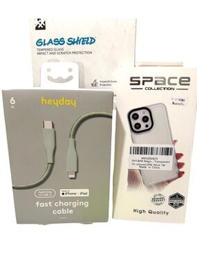iPhone 13 Pro Max Bundle: MagSafe Case, Glass Shield, 6ft Cable - NEW OB